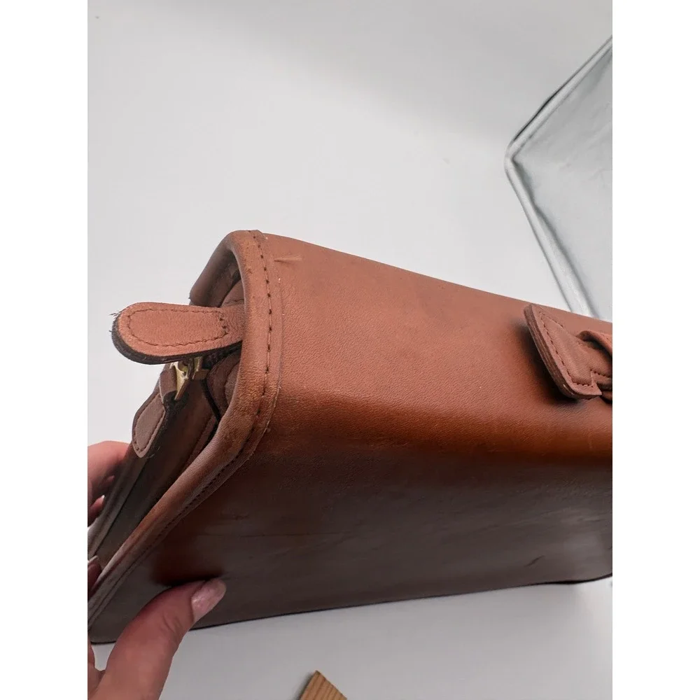 Coach Vintage Brown Leather Zip 3 Ring Portfolio Binder planner Organizer Krause